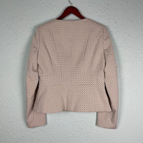 Calvin Klein Women's 12P Dress Jacket Tan & Ivory Jacquard Textured Gold Zippers - Picture 6 of 16